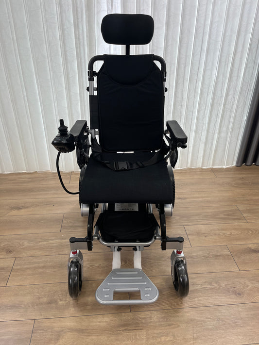 TrueNorth TN02- Reclining Electric Wheelchair with Adjustable Headrest: Foldable, Long Range, All Terrain & Heavy-Duty | Dual Motor Power Airline Approved Wheelchair