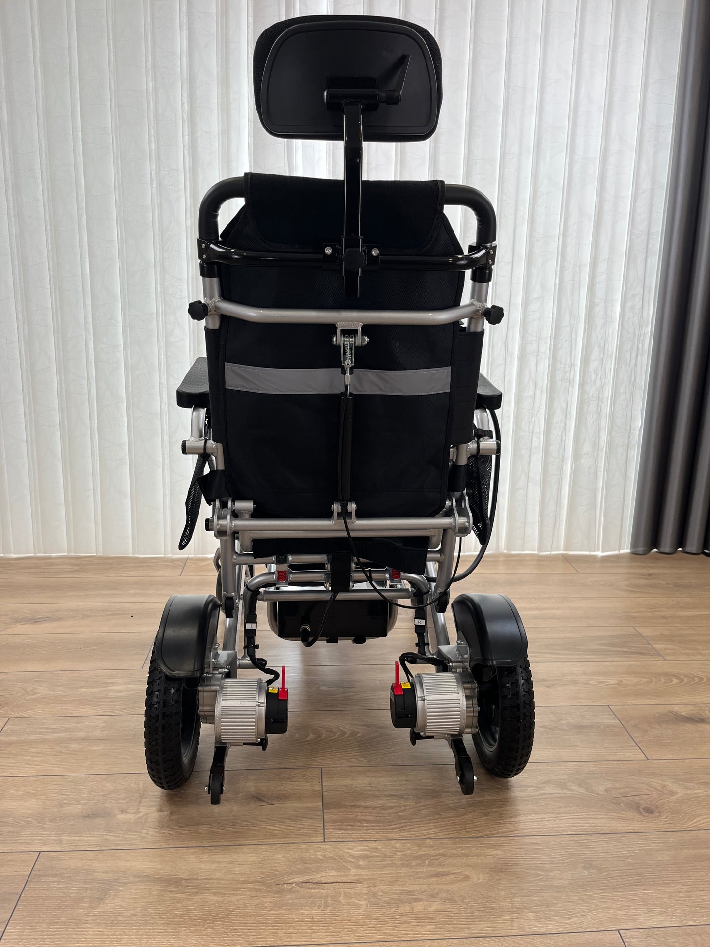 TrueNorth TN02- Reclining Electric Wheelchair with Adjustable Headrest: Foldable, Long Range, All Terrain & Heavy-Duty | Dual Motor Power Airline Approved Wheelchair