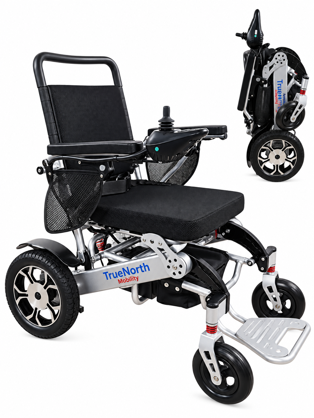 TrueNorth TN04 Foldable Electric Wheelchair – 18” Wide Seat, Dual 250W Motors, 12Ah Airline-Approved Battery, Bluetooth Remote, Long Range
