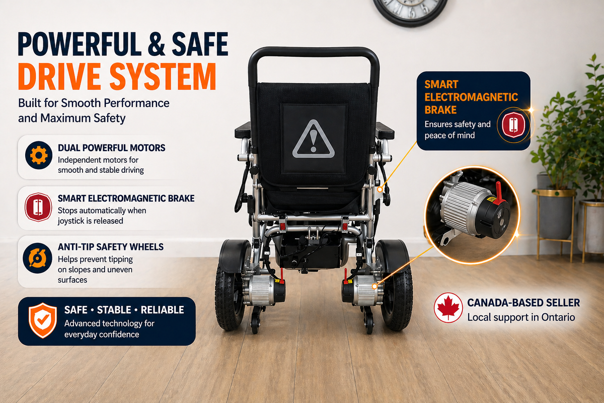 TrueNorth TN05 Foldable Electric Wheelchair – Extra-Wide 51 cm (20”) Seat, Lightweight Power Chair, Dual Motor (2x250W, Total 500W), 15km Range, Airline Approved