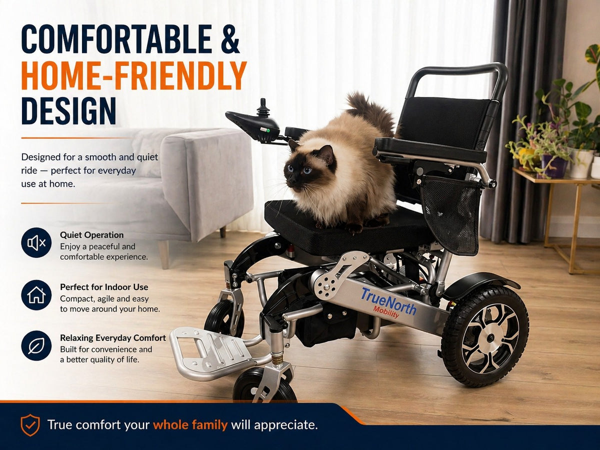 TrueNorth TN05 Foldable Electric Wheelchair – Extra-Wide 51 cm (20”) Seat, Lightweight Power Chair, Dual Motor (2x250W, Total 500W), 15km Range, Airline Approved
